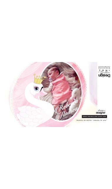 Trusou botez cu lebada pentru fetite personalizat prin brodare, Little Swan 10